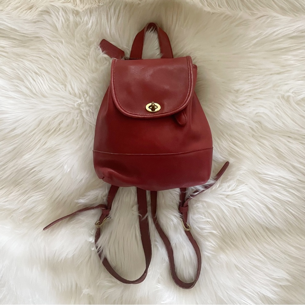 Vintage Coach 9960 Backpack Daypack Red Leather BRASS Turn Lock